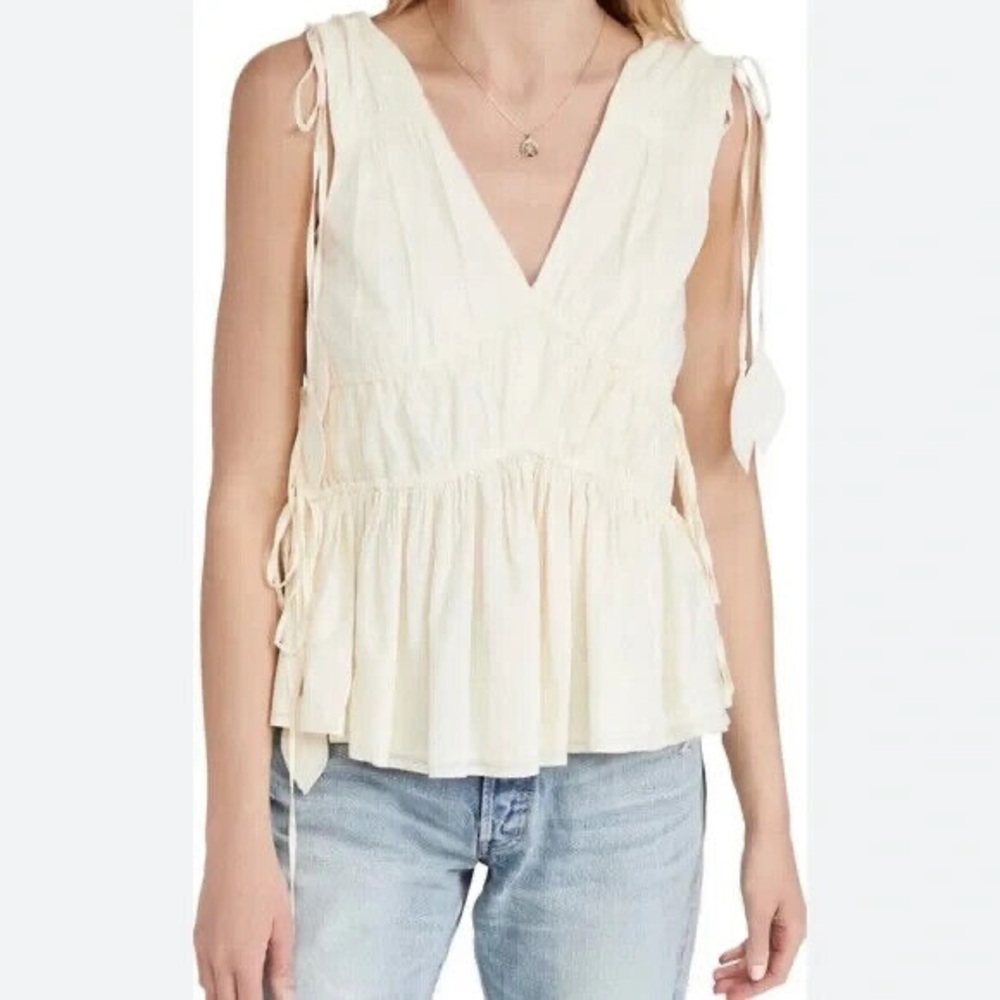 TORY BURCH - White Cotton Sleeveless Peplum Top size 6